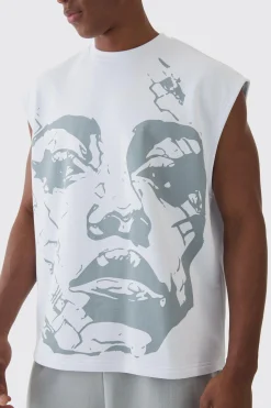Oversized Boxy Reverse Loopback Face Graphic Print Tank | UK^boohooMAN Sale