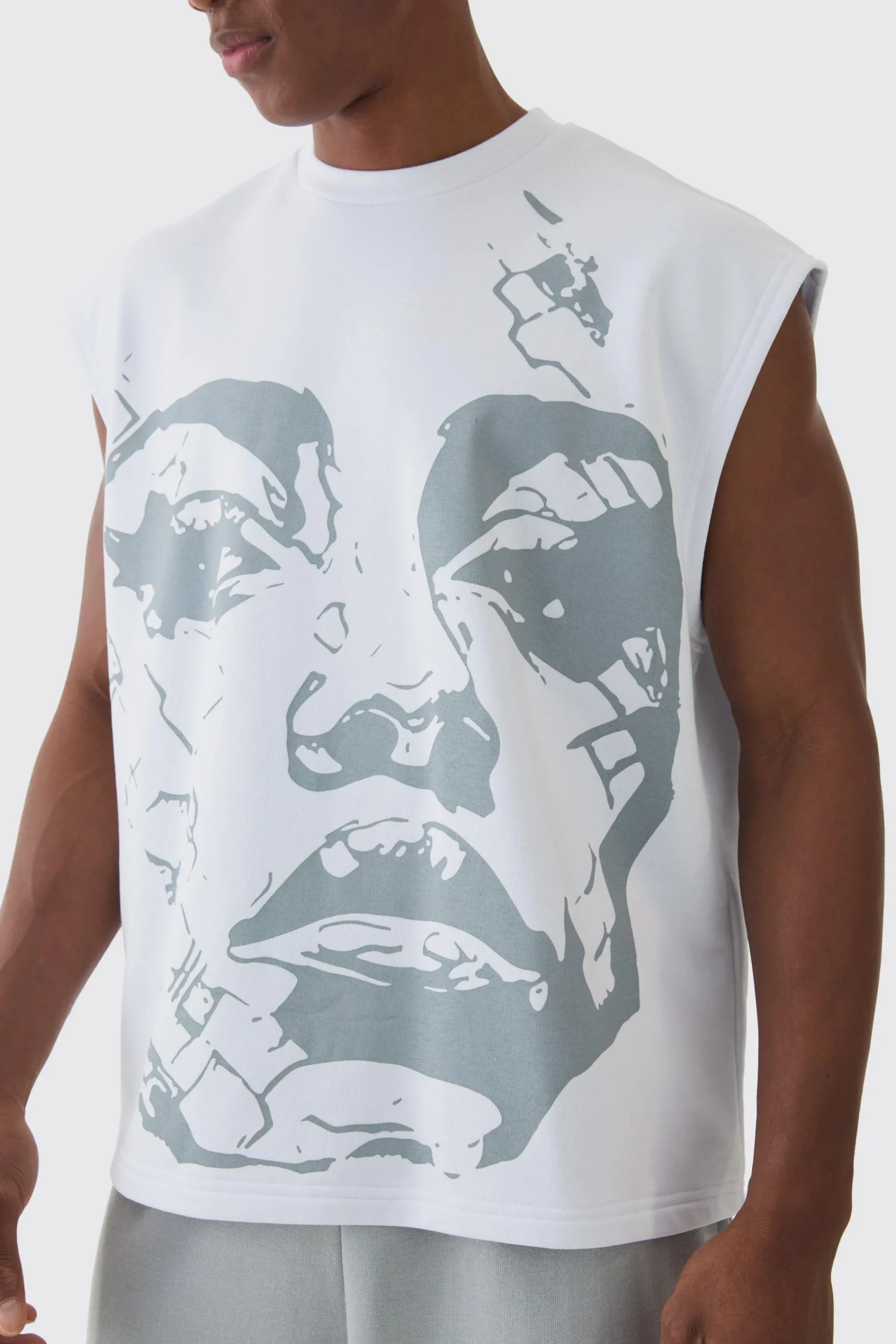 Oversized Boxy Reverse Loopback Face Graphic Print Tank | UK^boohooMAN Sale