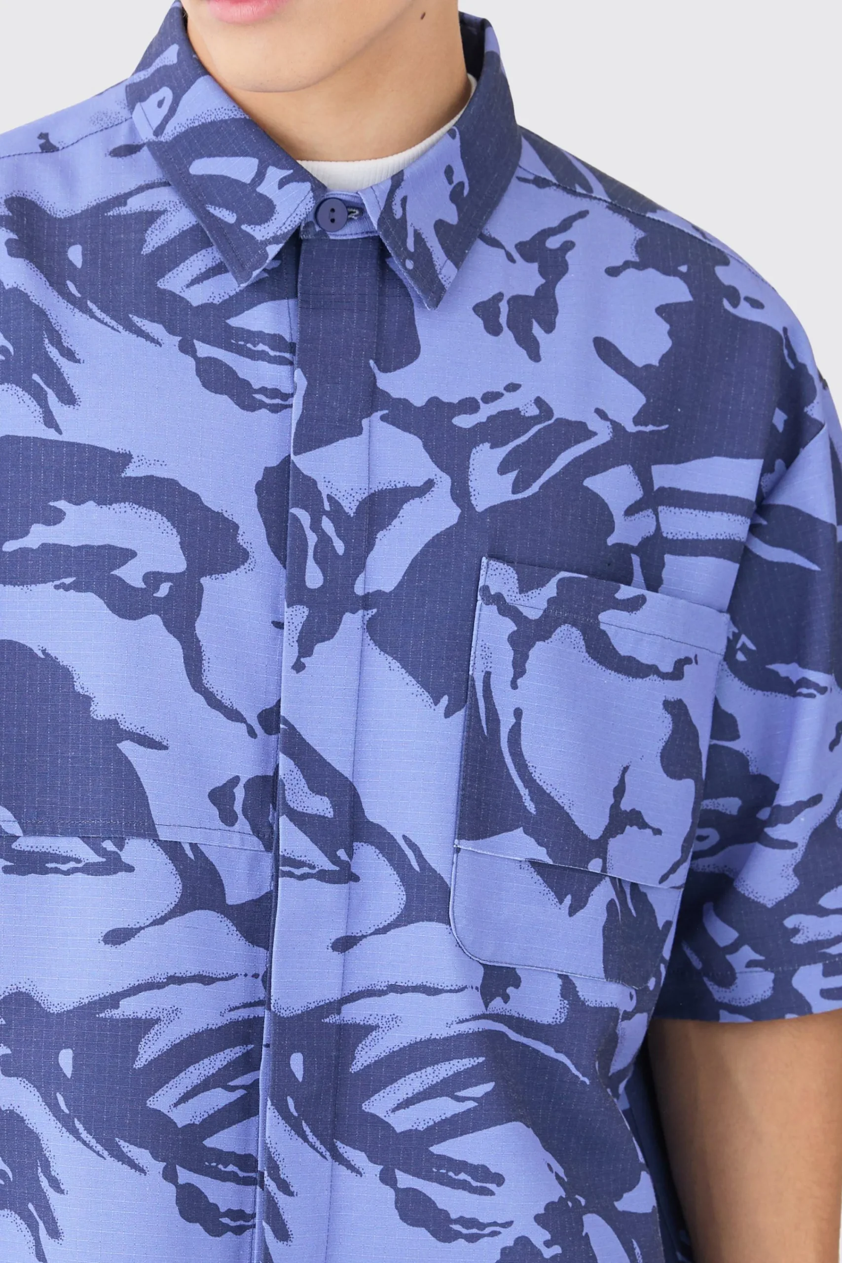boohooMAN Oversized Boxy Ripstop Camo Shirt | UK| Shirts