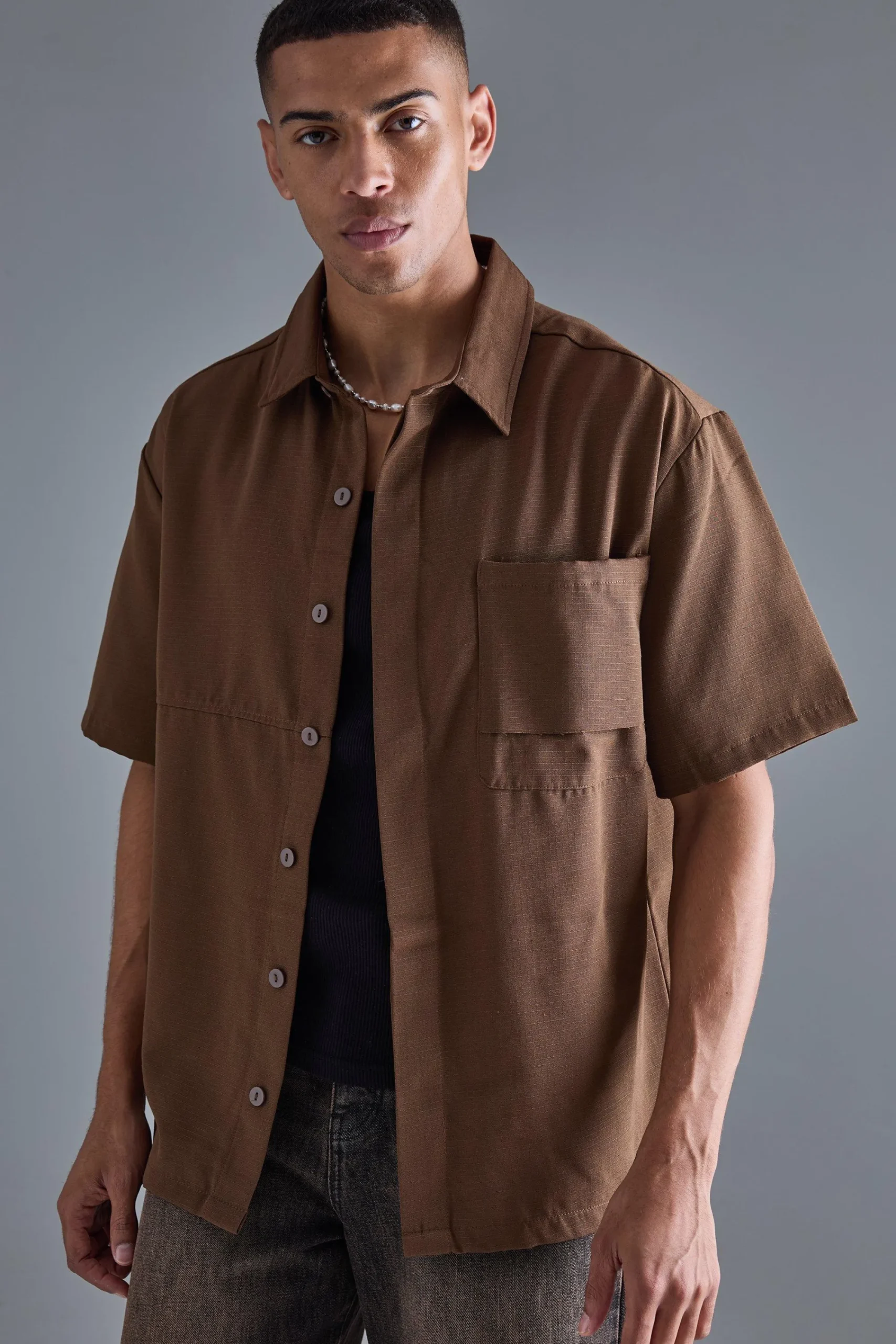 boohooMAN Oversized Boxy Ripstop Shirt | UK| Shirts