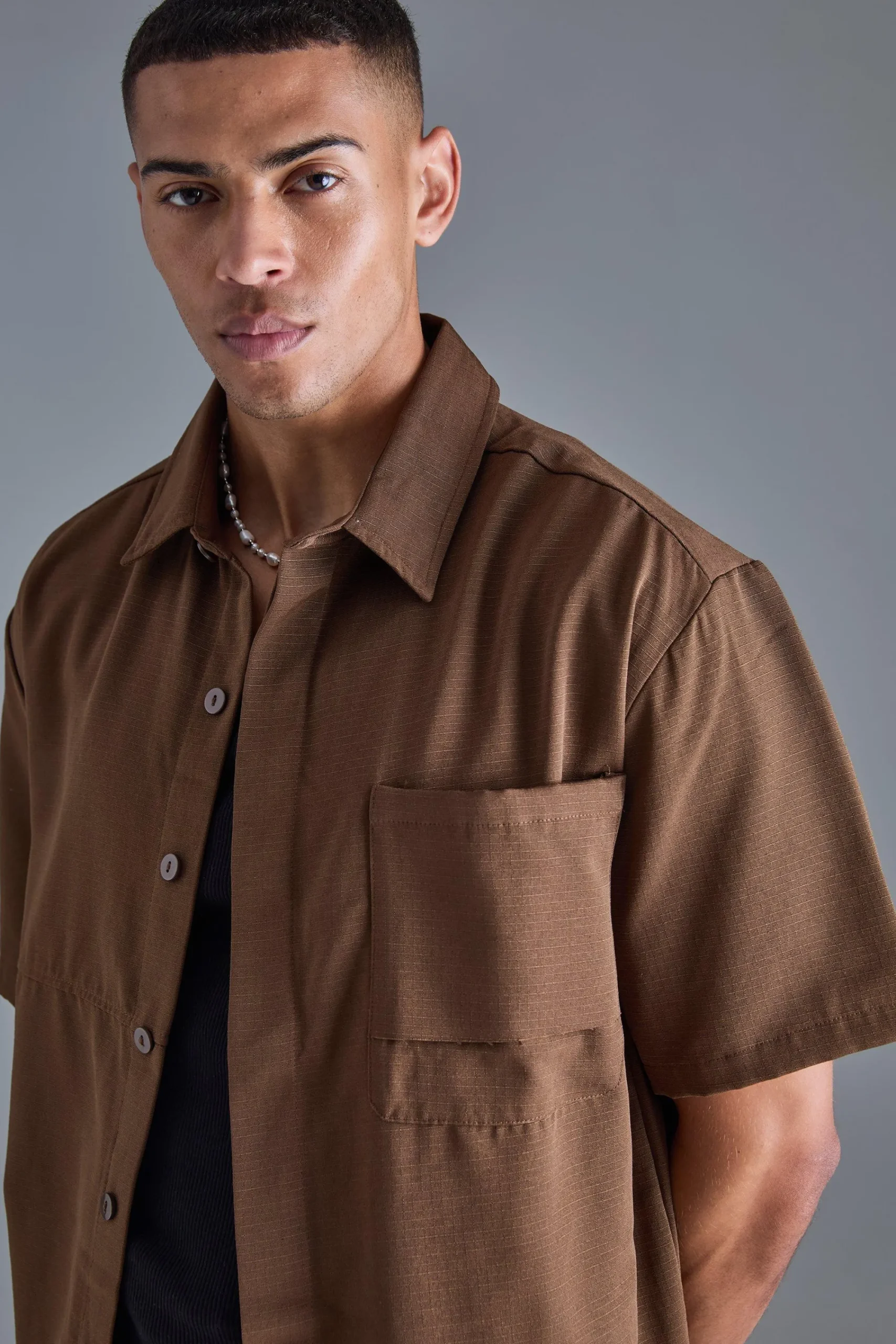 boohooMAN Oversized Boxy Ripstop Shirt | UK| Shirts