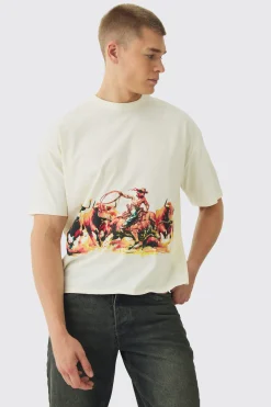 Oversized Boxy Rodeo Print T-Shirt | UK^boohooMAN Clearance