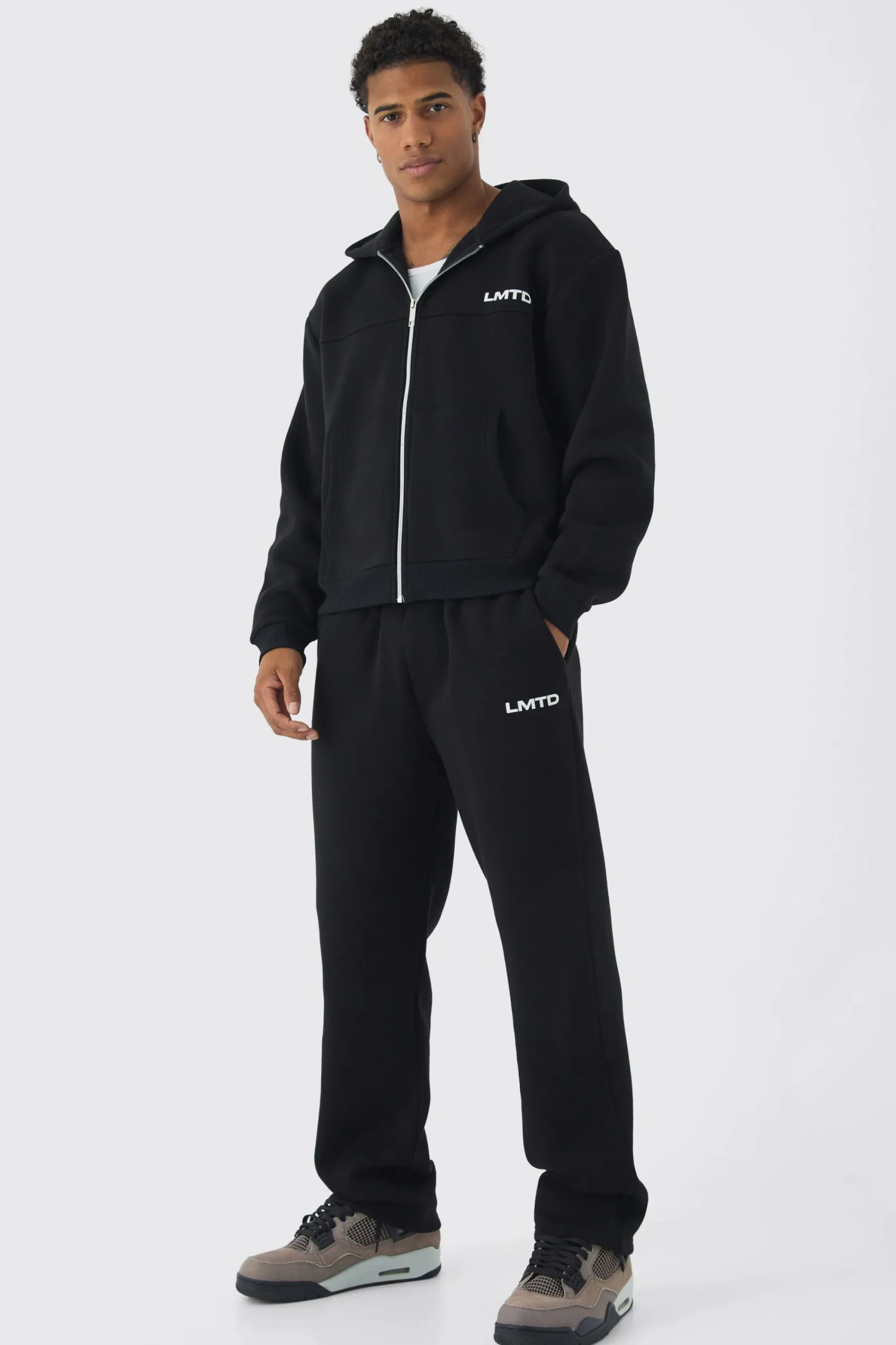 boohooMAN Oversized Boxy Seam Detail Varsity Print Tracksuit | UK| Tracksuits