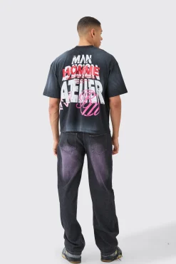 Oversized Boxy Skull Graphic Washed Heavyweight T-shirt | UK^boohooMAN Best