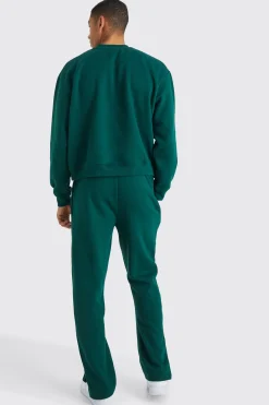 boohooMAN Oversized Boxy Slogan Sweatshirt Tracksuit | UK| Tracksuits