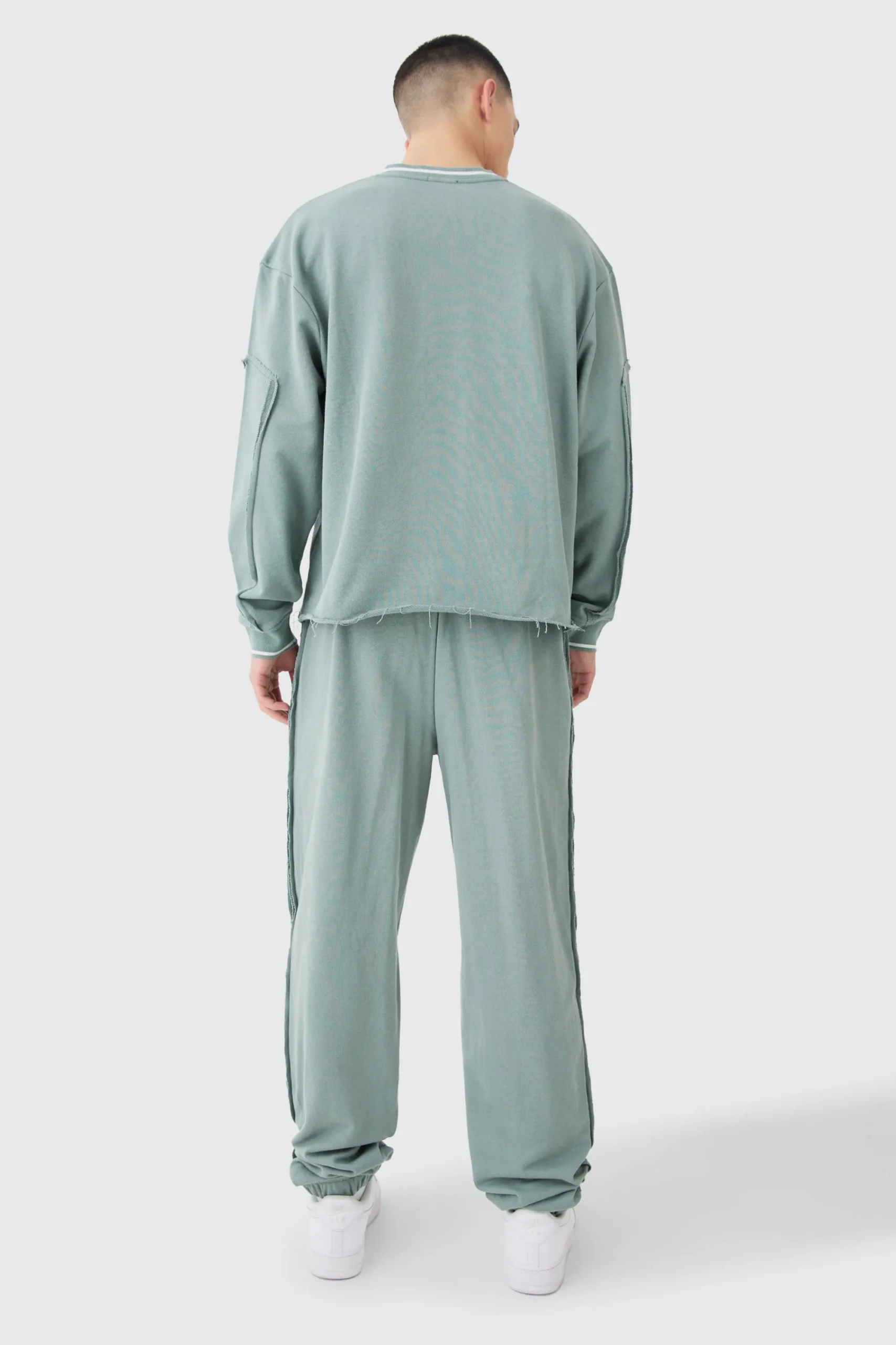 boohooMAN Oversized Boxy Sports Rib Sweatshirt Tracksuit | UK| Tracksuits