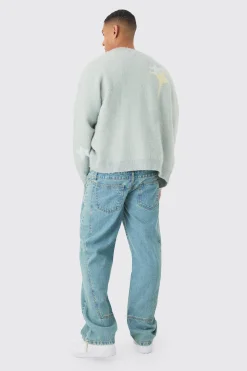 boohooMAN Oversized Boxy Star Brushed Knitted Cardigan | UK| Knitwear