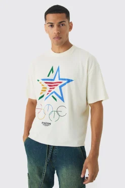 Oversized Boxy Star Print T-Shirt | UK^boohooMAN Best