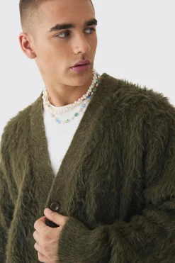 boohooMAN Oversized Boxy Super Fluffy Knitted Cardigan | UK| Knitwear