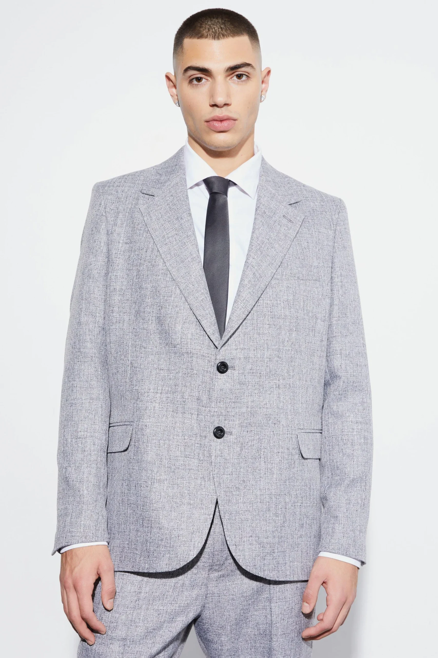 boohooMAN Oversized Boxy Textured Marl Blazer | UK| Suits & Tailoring