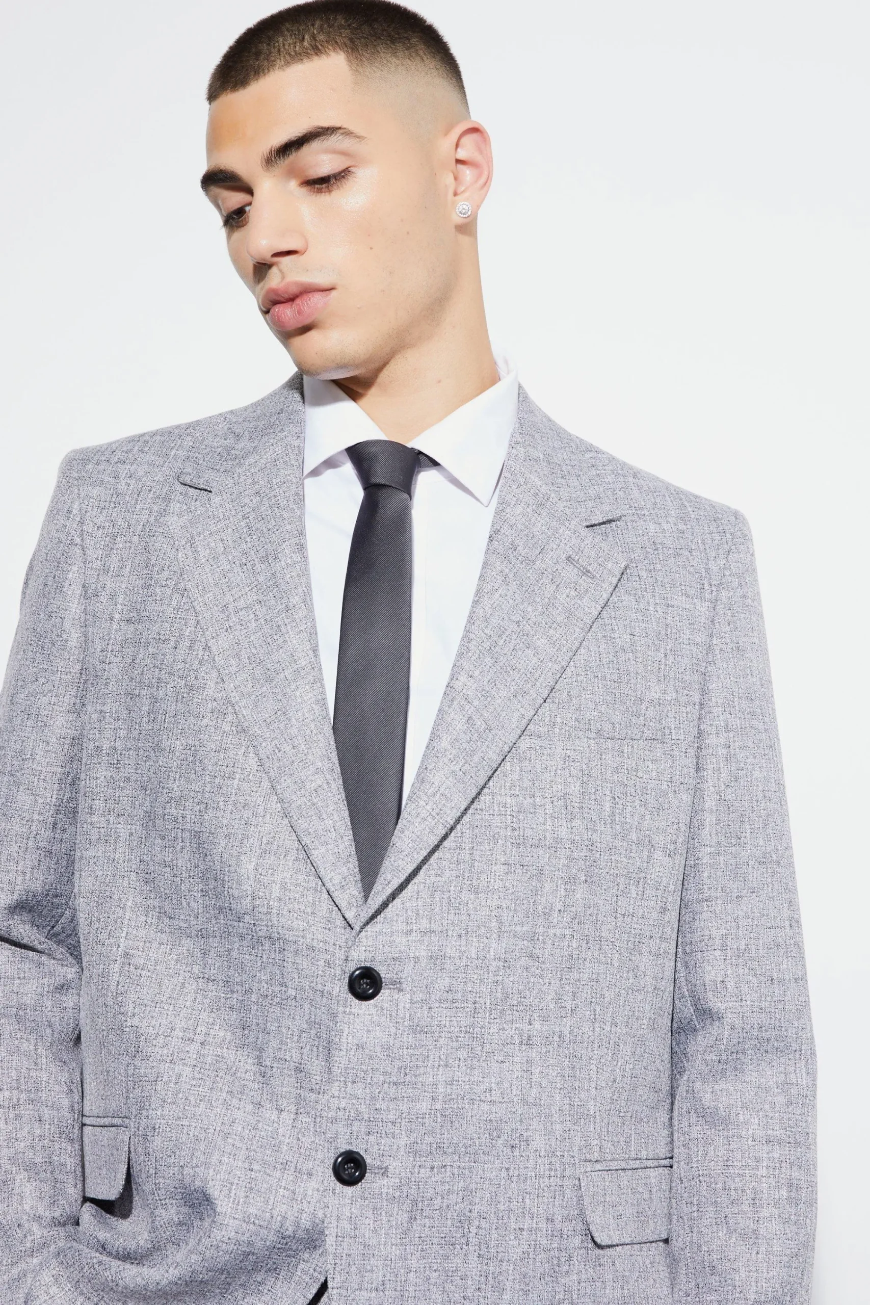 boohooMAN Oversized Boxy Textured Marl Blazer | UK| Suits & Tailoring
