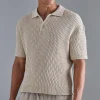 boohooMAN Oversized Boxy Textured Open Stitch Polo | UK| Knitwear