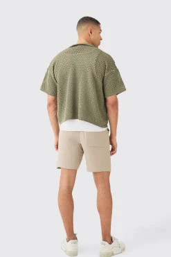 boohooMAN Oversized Boxy Textured Open Stitch Knit Shirt In | UK| Shirts|Knitwear