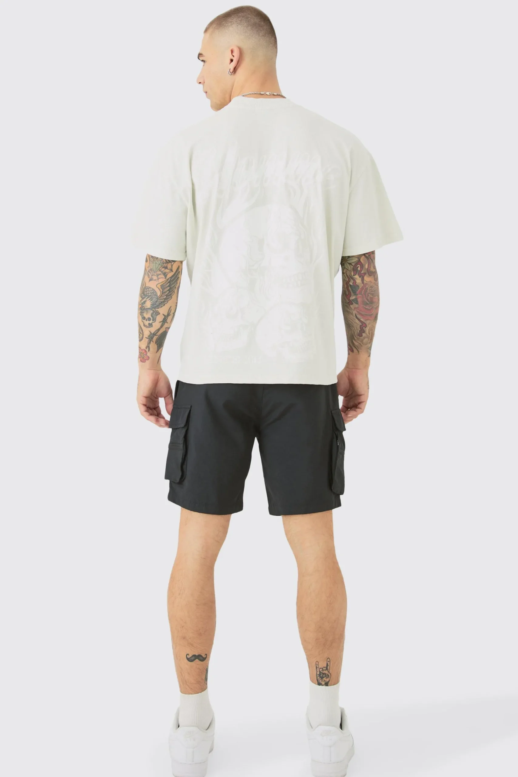 Oversized Boxy Tonal Homme Gothic Graphic T-shirt | UK^boohooMAN Outlet