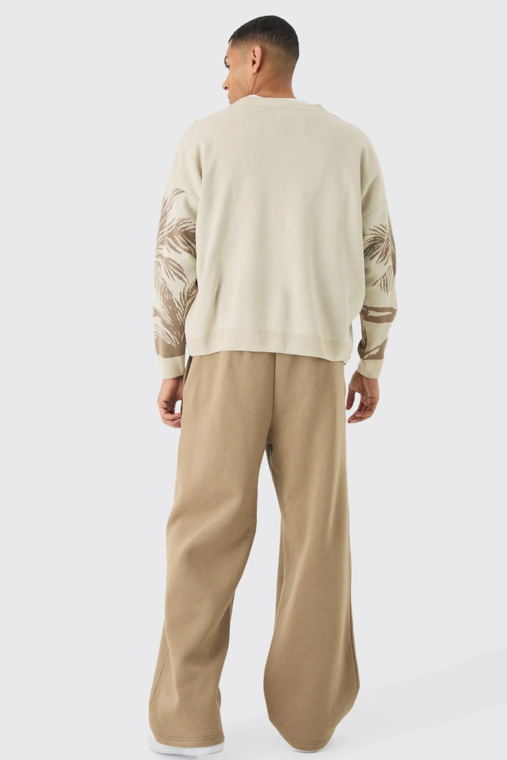 boohooMAN Oversized Boxy Tonal Scenic Drawing Knitted Cardigan | UK| Knitwear