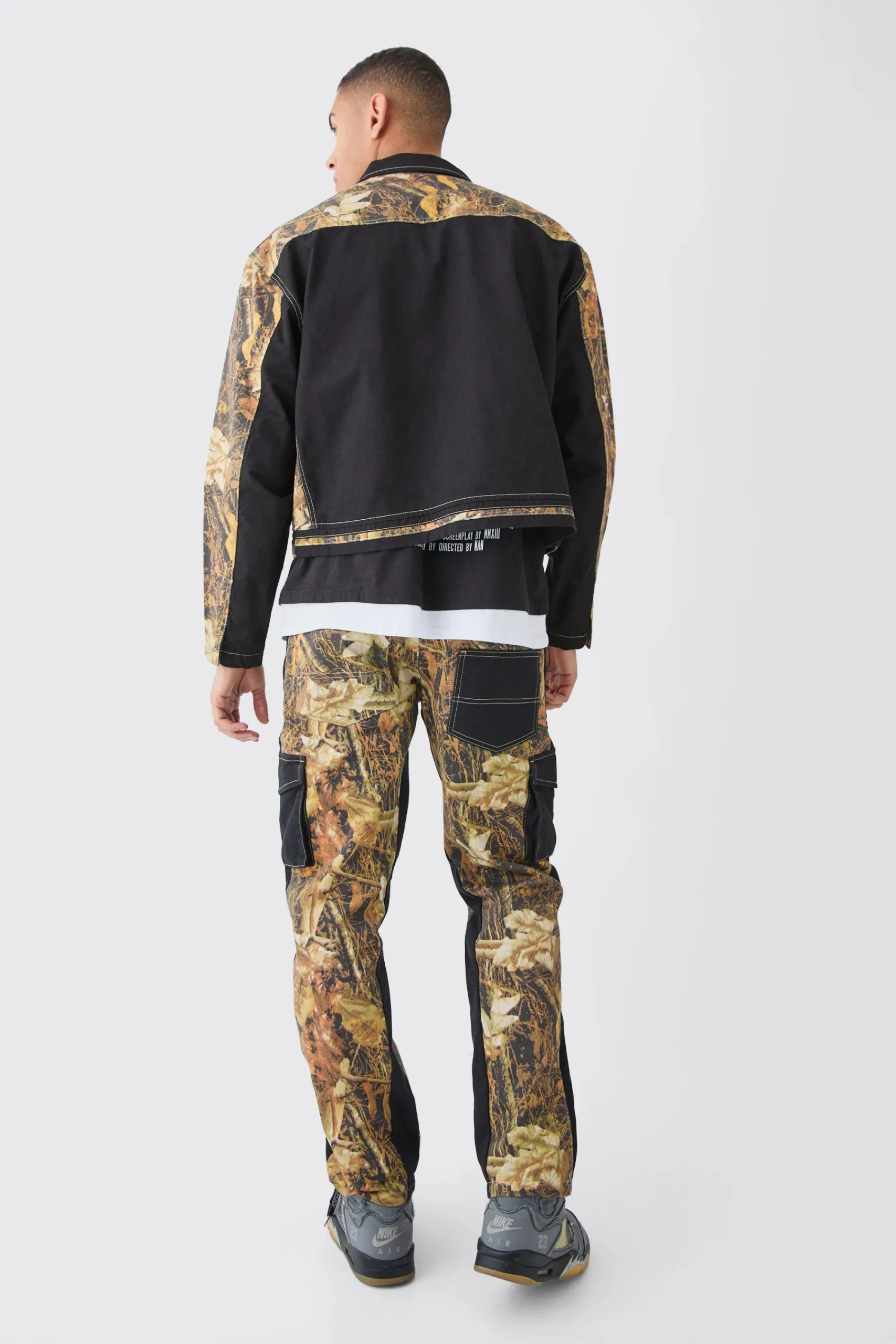 boohooMAN Oversized Boxy Twill Camo Harrington Set | UK| Sets & Co-Ords