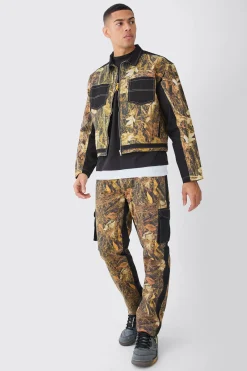 boohooMAN Oversized Boxy Twill Camo Harrington Set | UK| Sets & Co-Ords