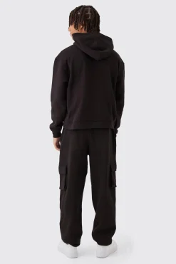 boohooMAN Oversized Boxy Varsity Applique Cargo & Hoodie Tracksuit | UK| Tracksuits|Hoodies & Sweatshirts