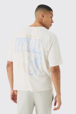 Oversized Boxy Vino Wash Print T-Shirt | UK^boohooMAN Clearance