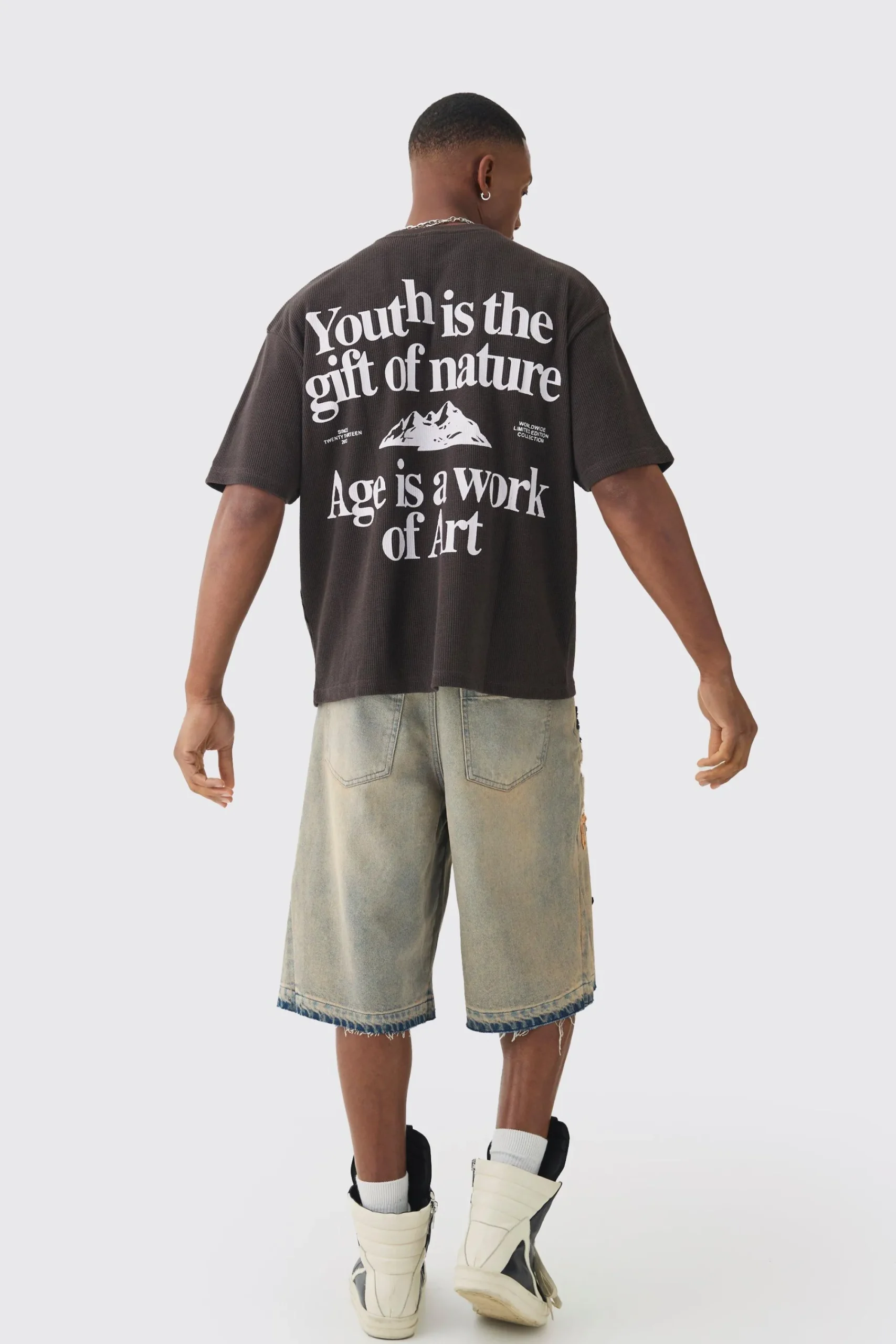 Oversized Boxy Waffle Youth Graphic T-shirt | UK^boohooMAN New
