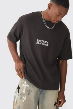 Oversized Boxy Waffle Youth Graphic T-shirt | UK^boohooMAN New