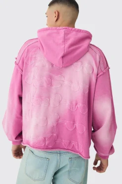 boohooMAN Oversized Boxy Washed Applique Hoodie | UK| Hoodies & Sweatshirts