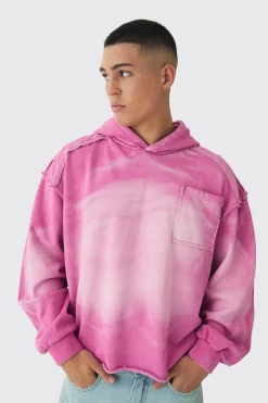 boohooMAN Oversized Boxy Washed Applique Hoodie | UK| Hoodies & Sweatshirts