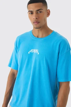 Oversized Boxy Washed Homme Print T-Shirt | UK^boohooMAN Sale