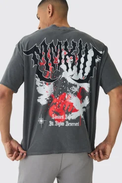 Oversized Boxy Washed Large Scale Renaissance Back Print T-Shirt | UK^boohooMAN