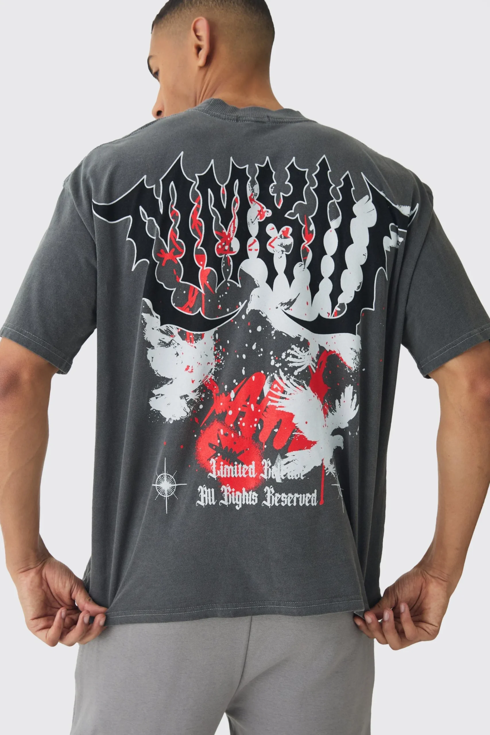 Oversized Boxy Washed Large Scale Renaissance Back Print T-Shirt | UK^boohooMAN