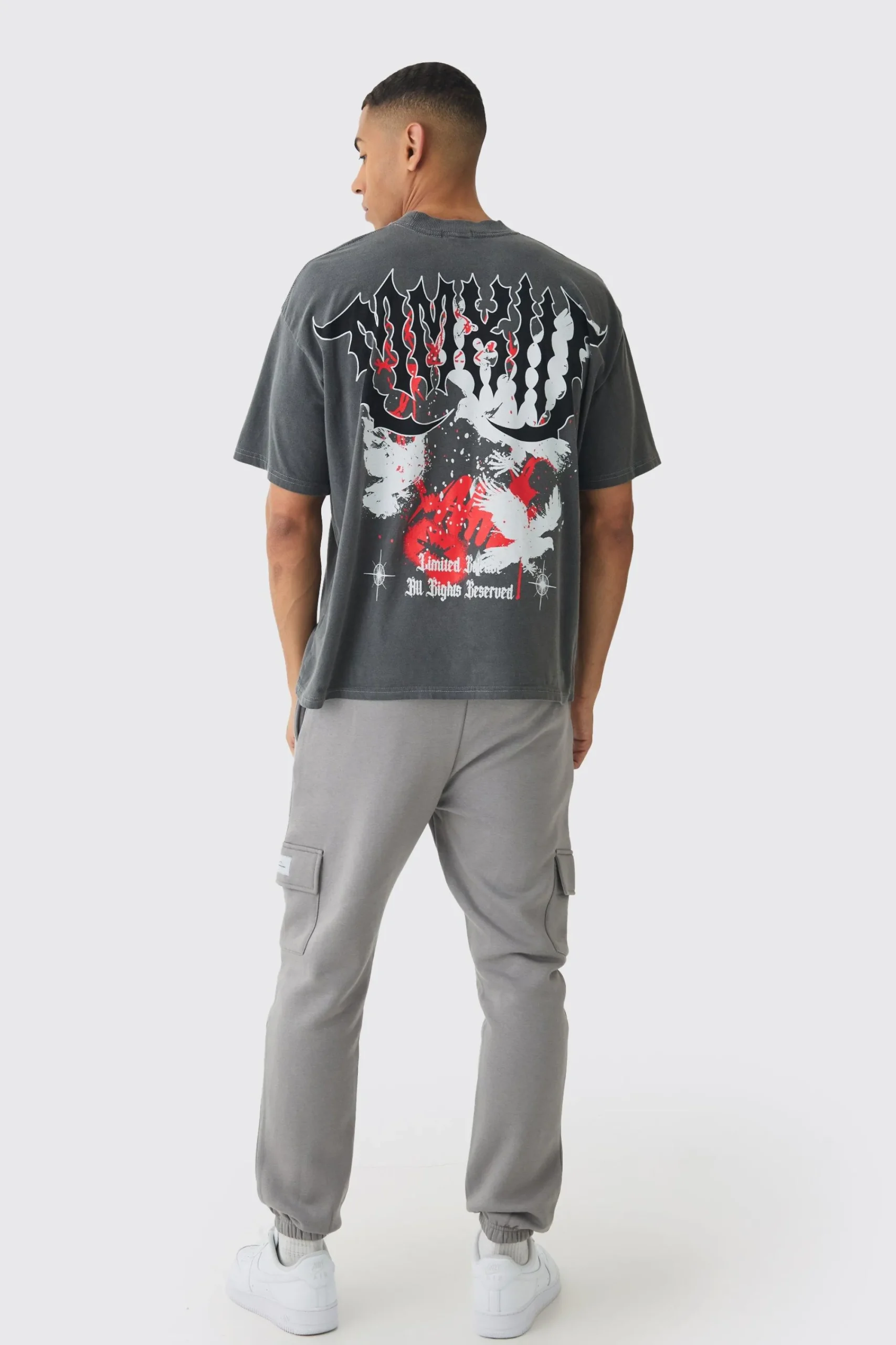 Oversized Boxy Washed Large Scale Renaissance Back Print T-Shirt | UK^boohooMAN