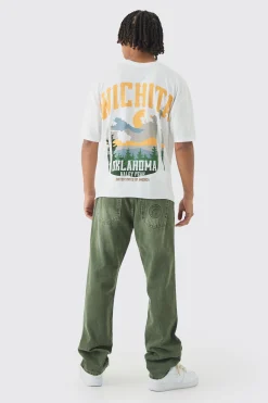 Oversized Boxy Wichita Printed Raw Hem T-Shirt | UK^boohooMAN Sale