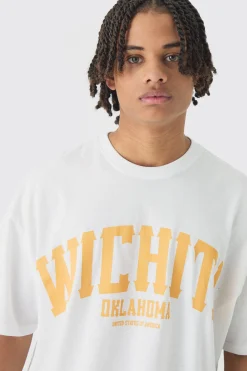 Oversized Boxy Wichita Printed Raw Hem T-Shirt | UK^boohooMAN Sale