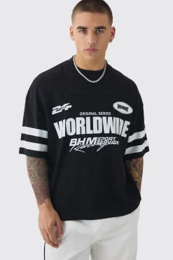 Oversized Boxy Worldwide Waffle T-shirt | UK^boohooMAN Clearance