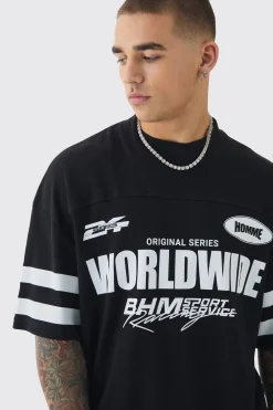 Oversized Boxy Worldwide Waffle T-shirt | UK^boohooMAN Clearance