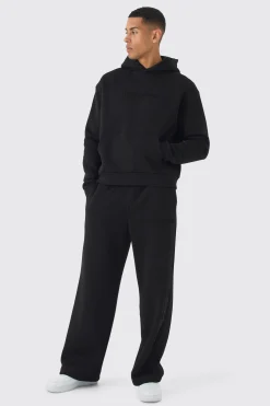 boohooMAN Oversized Boxy Worldwide Emboss Wide Leg Tracksuit | UK| Tracksuits