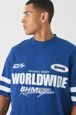 Oversized Boxy Worldwide Waffle T-shirt | UK^boohooMAN Online