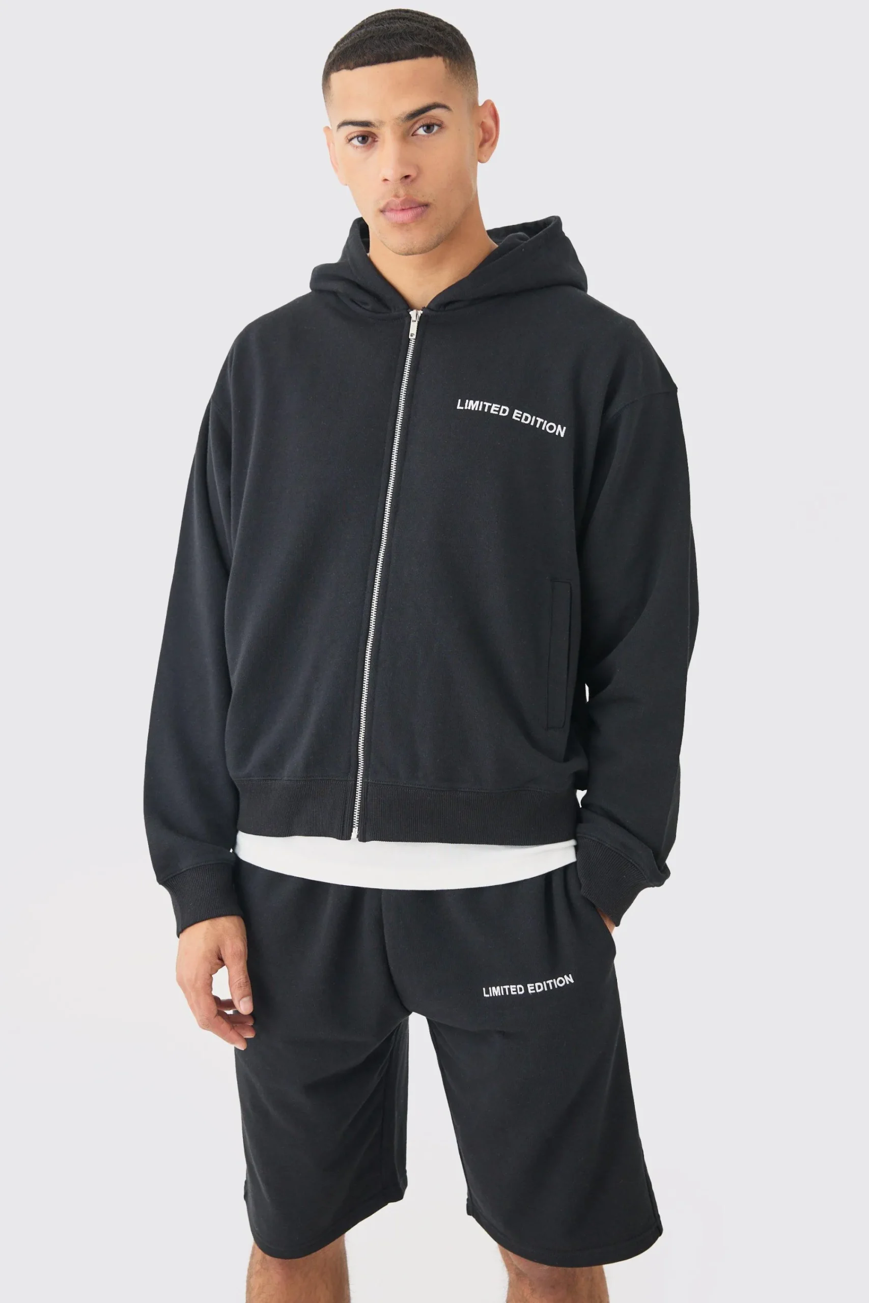 boohooMAN Oversized Boxy Zip Through Hooded Short Tracksuit | UK| Tracksuits