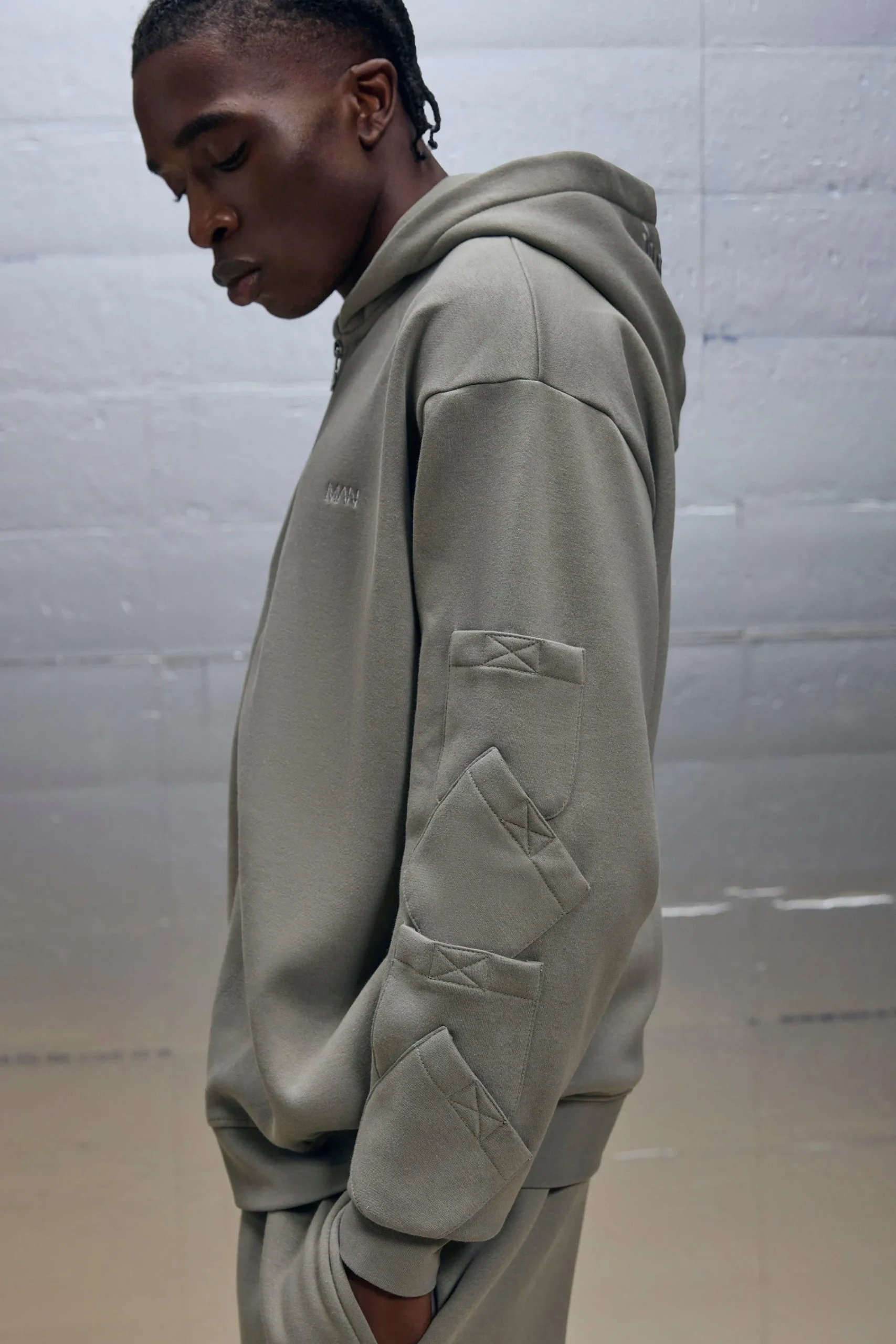 boohooMAN Oversized Boxy Zip Through Pocket Detail Hooded Tracksuit | UK| Tracksuits