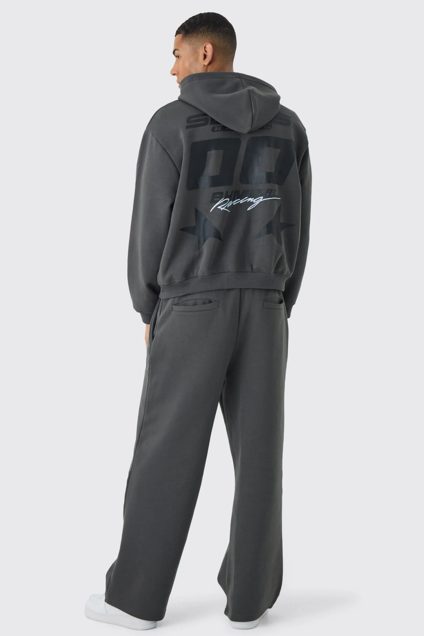 boohooMAN Oversized Boxy Zip Through Moto And Jogger Print Tracksuit | UK| Tracksuits