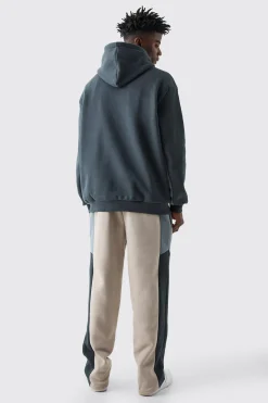 boohooMAN Oversized Branded Colour Block Relaxed Fit Hooded Tracksuit | UK| Tracksuits