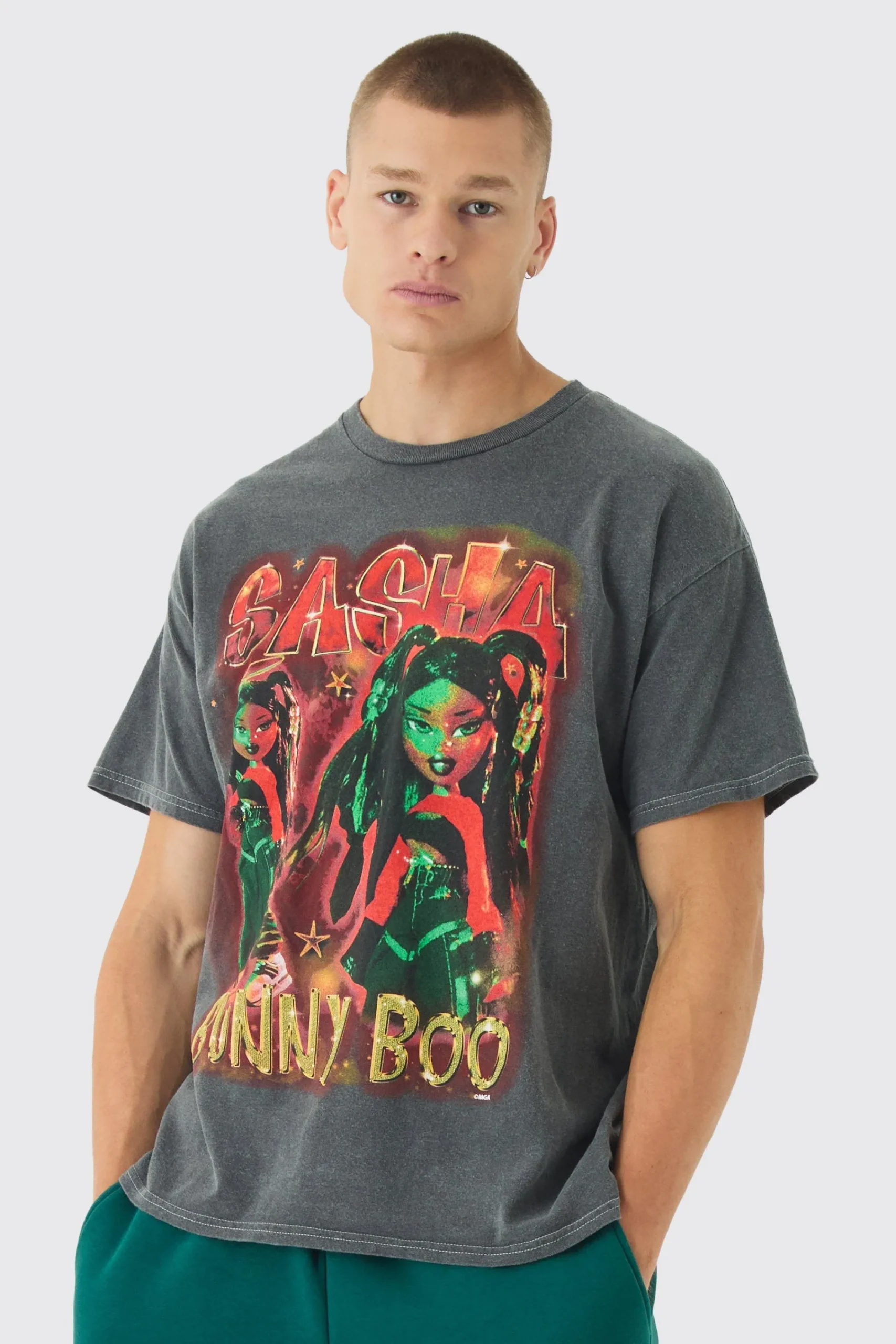 Oversized Bratz Dolls Sasha Wash License T-Shirt | UK^boohooMAN Discount