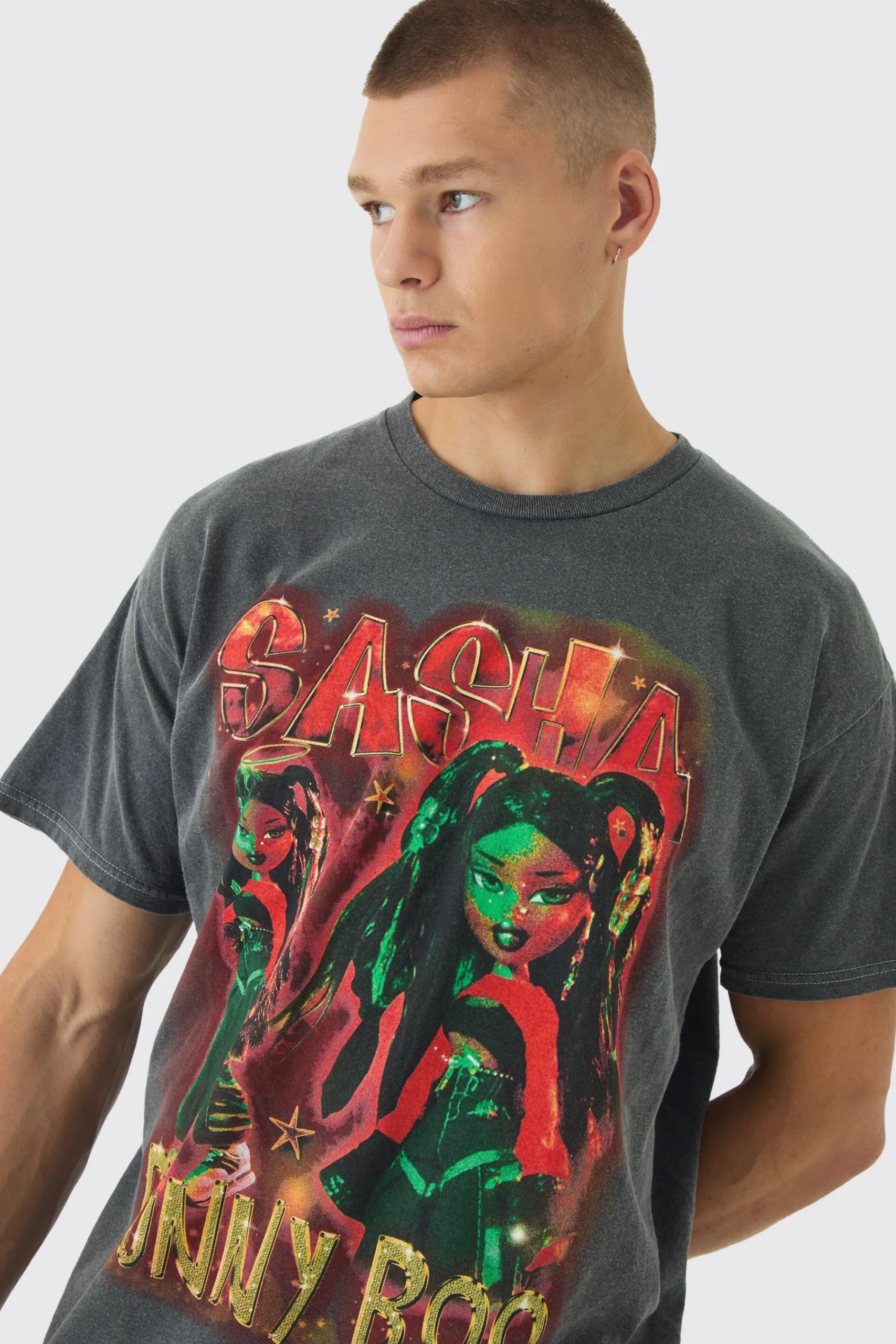 Oversized Bratz Dolls Sasha Wash License T-Shirt | UK^boohooMAN Discount