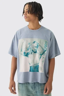 Oversized Britney Spears Boxy Wash License T-Shirt | UK^boohooMAN Sale