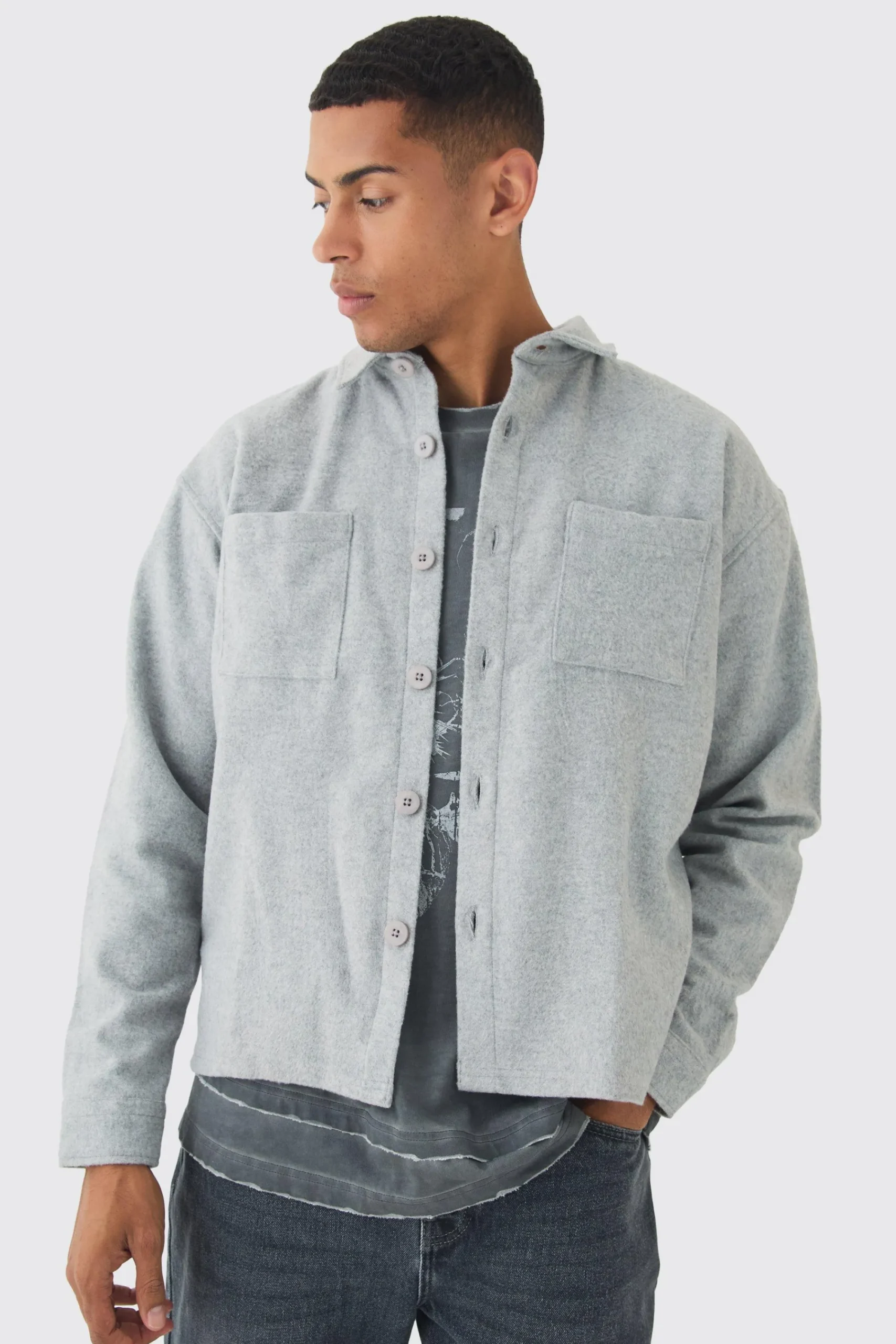 boohooMAN Oversized Brushed Overshirt | UK| Shirts