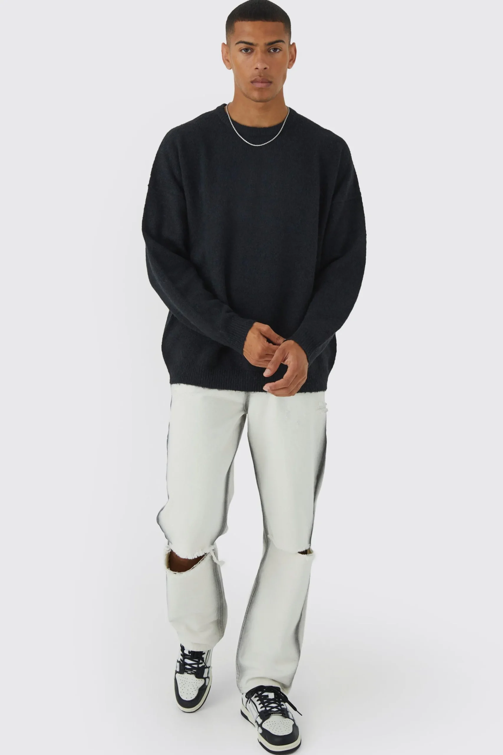 boohooMAN Oversized Brushed Yarn Crew Neck Jumper | UK| Knitwear