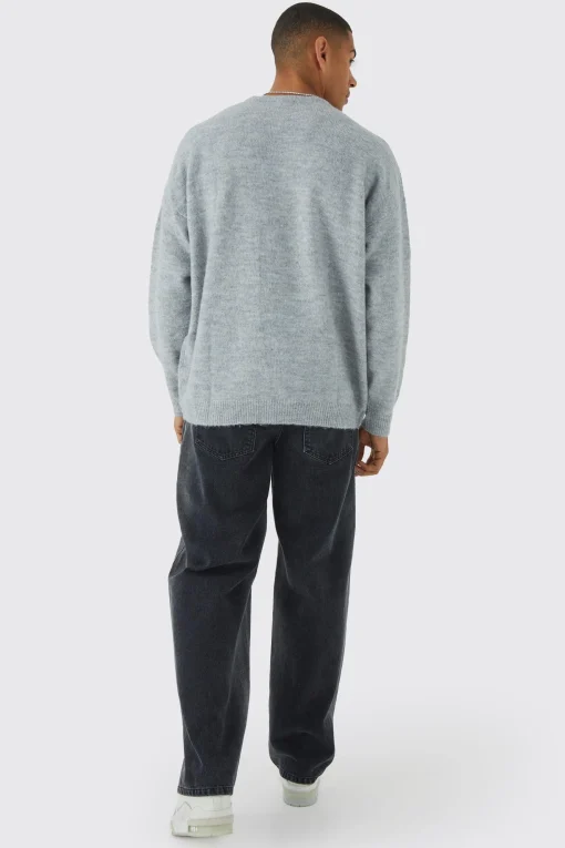 boohooMAN Oversized Brushed Yarn Crew Neck Jumper | UK| Knitwear