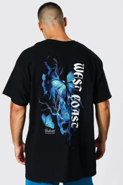 Oversized Butterfly Back Graphic T-shirt | UK^boohooMAN Outlet
