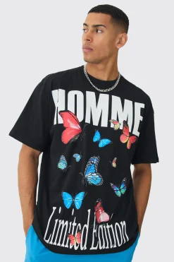 Oversized Butterfly Limited Edition Print T-shirt | UK^boohooMAN