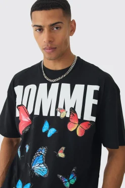 Oversized Butterfly Limited Edition Print T-shirt | UK^boohooMAN